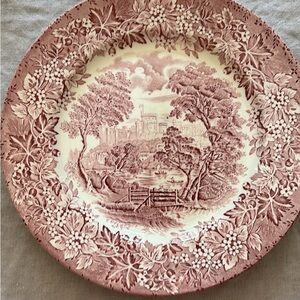Vintage Floral Red Pink Decorative Plate